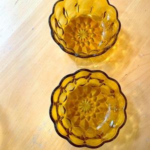 Pair of vintage amber glass bowls